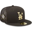 sort-justerbar-trucker-kasket-med-flad-skygge-og-guldfarvet-logo-59fifty-all-star-game-los-angeles-dodgers-mlb-fra-new-era