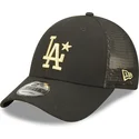 sort-trucker-kasket-med-gyldent-logo-9forty-all-star-game-fra-los-angeles-dodgers-mlb-fra-new-era