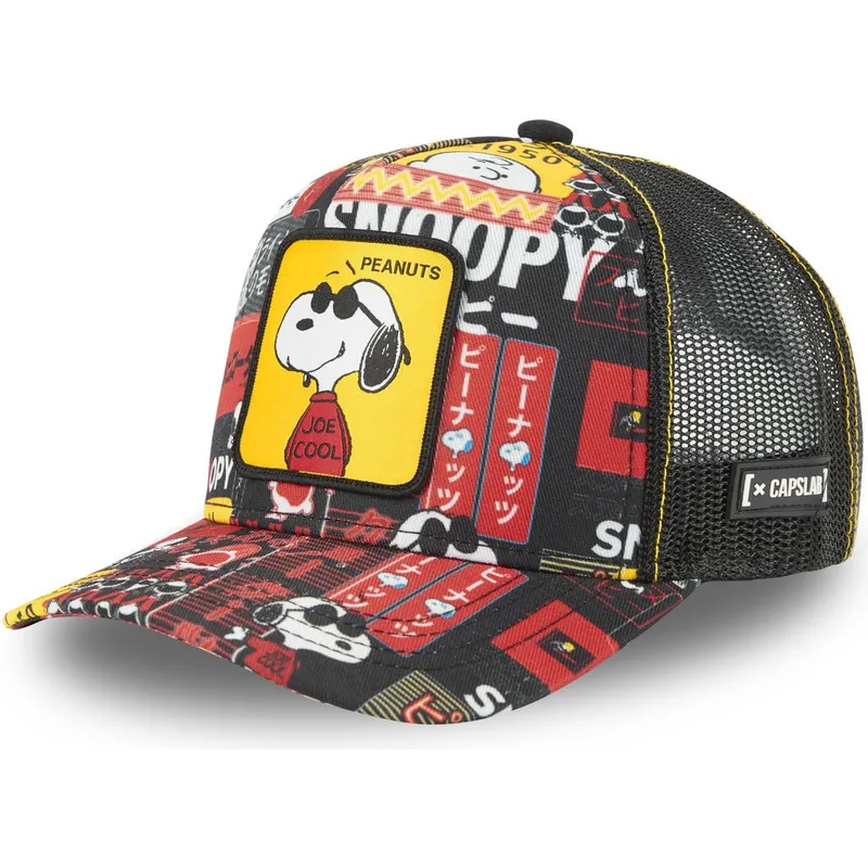 kasketter-buet-sort-snapback-snoopy-jordnodder-af-capslab