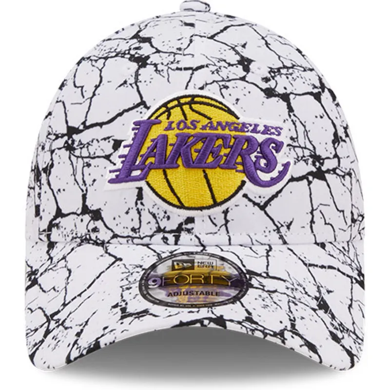 kasketter-buet-hvid-justerbar-rem-9forty-marble-fra-los-angeles-lakers-nba-af-new-era