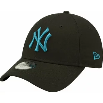 New Era Curved Brim Youth Blue Logo 9FORTY League Essential New York Yankees MLB Black Adjustable Cap