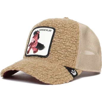 kasketter-buet-brun-snapback-de-borreguillo-caballo-fra-peluche-horse-play-the-farm-the-farm-af-goorin-bros