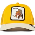 gul-og-hvid-trucker-kasket-med-dinosaur-stegosaurus-defense-roofed-lizard-the-farm-fra-goorin-bros