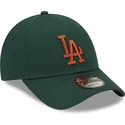 gron-justerbar-buet-kasket-med-brunt-logo-9forty-league-essential-fra-los-angeles-dodgers-mlb-fra-new-era