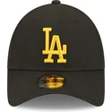sort-justerbar-buet-kasket-med-gult-logo-9forty-league-essential-los-angeles-dodgers-mlb-fra-new-era