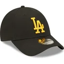 sort-justerbar-buet-kasket-med-gult-logo-9forty-league-essential-los-angeles-dodgers-mlb-fra-new-era