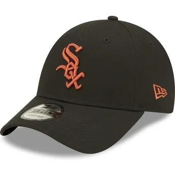 New Era Curved Brim Brown Logo 9FORTY League Essential Chicago White Sox MLB Black Adjustable Cap