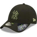 sort-buet-snapback-kasket-med-gront-logo-9forty-neon-pack-repreve-fra-new-york-yankees-mlb-fra-new-era