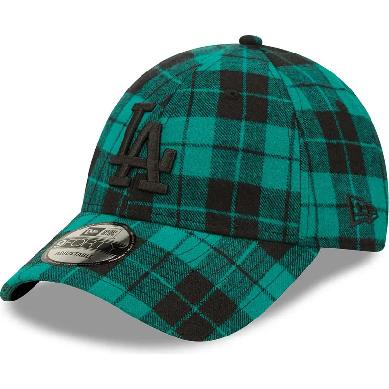 kasketter-buet-gron-justerbar-rem-negro-9forty-plaid-fra-los-angeles-dodgers-mlb-af-new-era