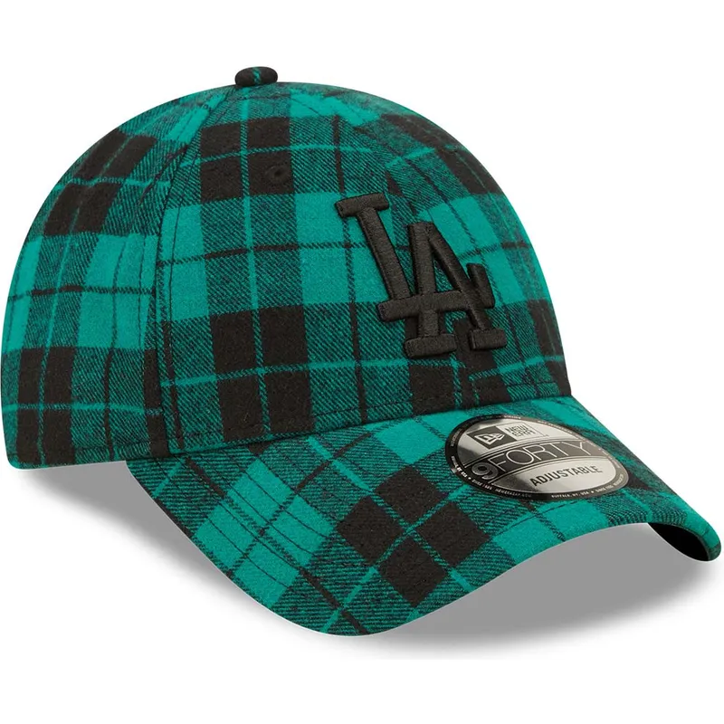kasketter-buet-gron-justerbar-rem-negro-9forty-plaid-fra-los-angeles-dodgers-mlb-af-new-era