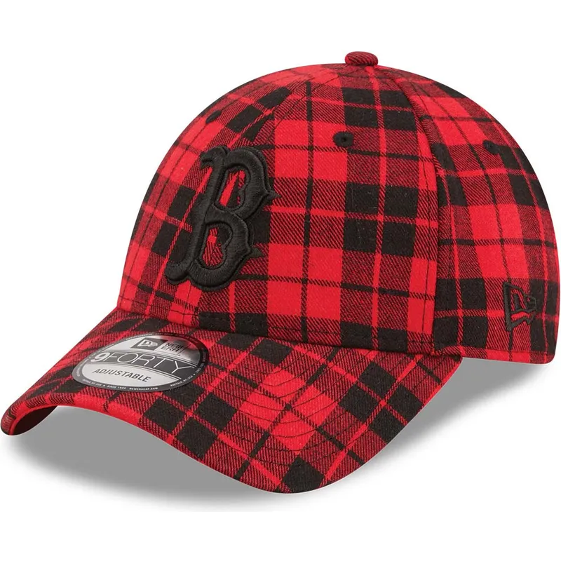 kasketter-buet-rod-justerbar-rem-negro-9forty-plaid-fra-boston-red-sox-mlb-af-new-era