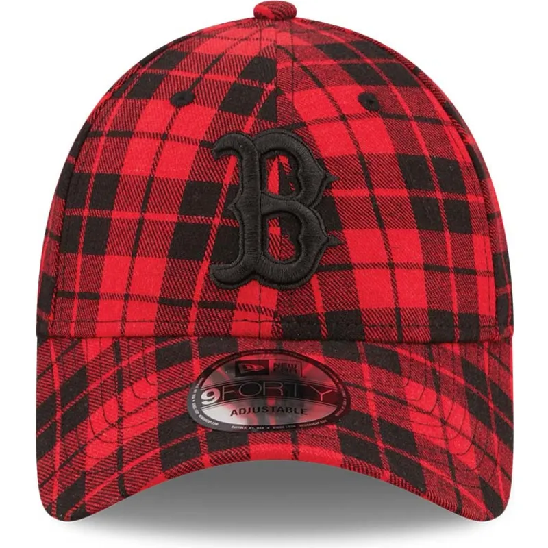 kasketter-buet-rod-justerbar-rem-negro-9forty-plaid-fra-boston-red-sox-mlb-af-new-era