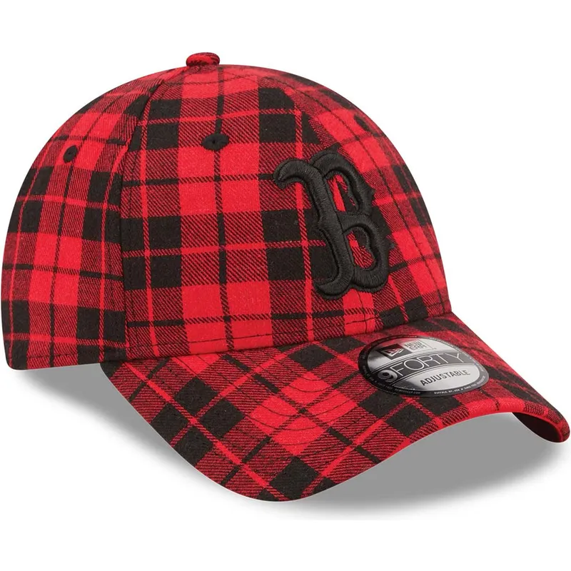 kasketter-buet-rod-justerbar-rem-negro-9forty-plaid-fra-boston-red-sox-mlb-af-new-era
