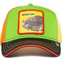 goorin-bros-trucker-kasket-i-gron-og-sort-med-whack-off-holey-moley-the-farm-motiv