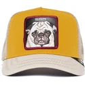 gul-trucker-kasket-med-sovende-pug-hund-sleepy-nap-life-the-farm-fra-goorin-bros
