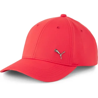 Puma Curved Brim Metal Cat Red Adjustable Cap