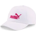hvid-justerbar-kasket-med-buet-skygge-og-rodt-essentials-logo-fra-puma