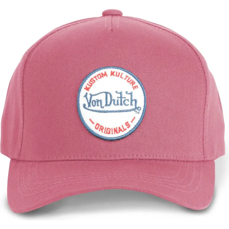 morkerod-snapback-kasket-med-buet-skygge-kustom-kulture-col-rasp-fra-von-dutch