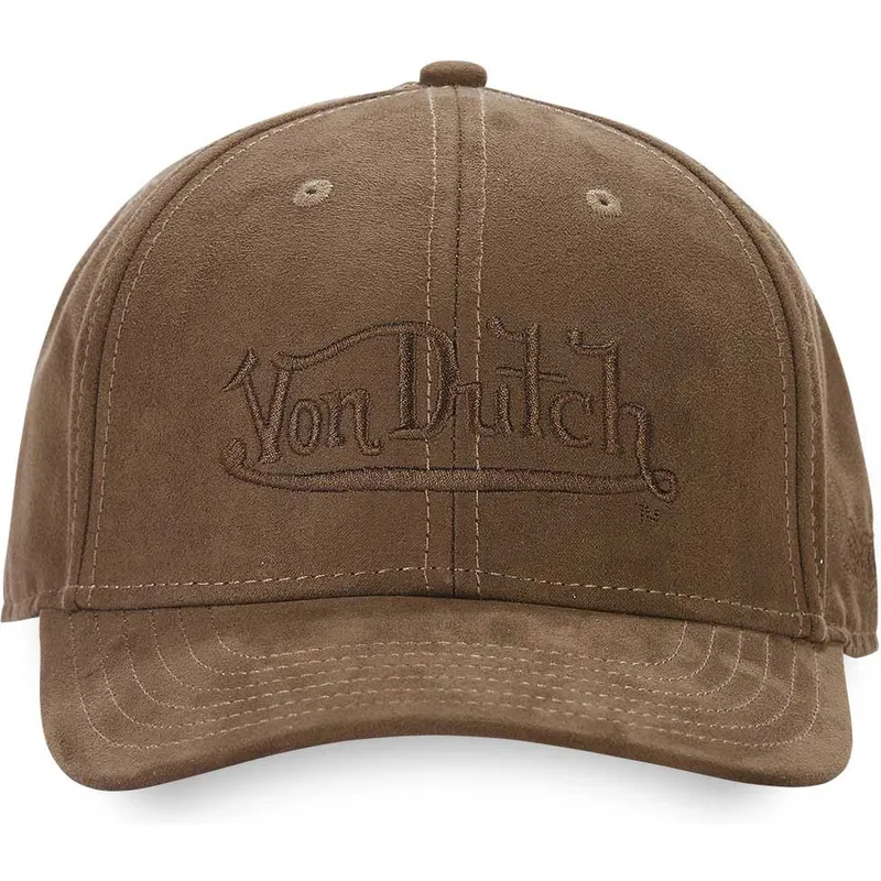 mork-brun-snapback-kasket-med-buet-skygge-suedine3-fra-von-dutch