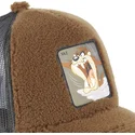 capslab-looney-tunes-tazmanienske-djaevel-fur1-taz2-brun-trucker-kasket-med-fleece