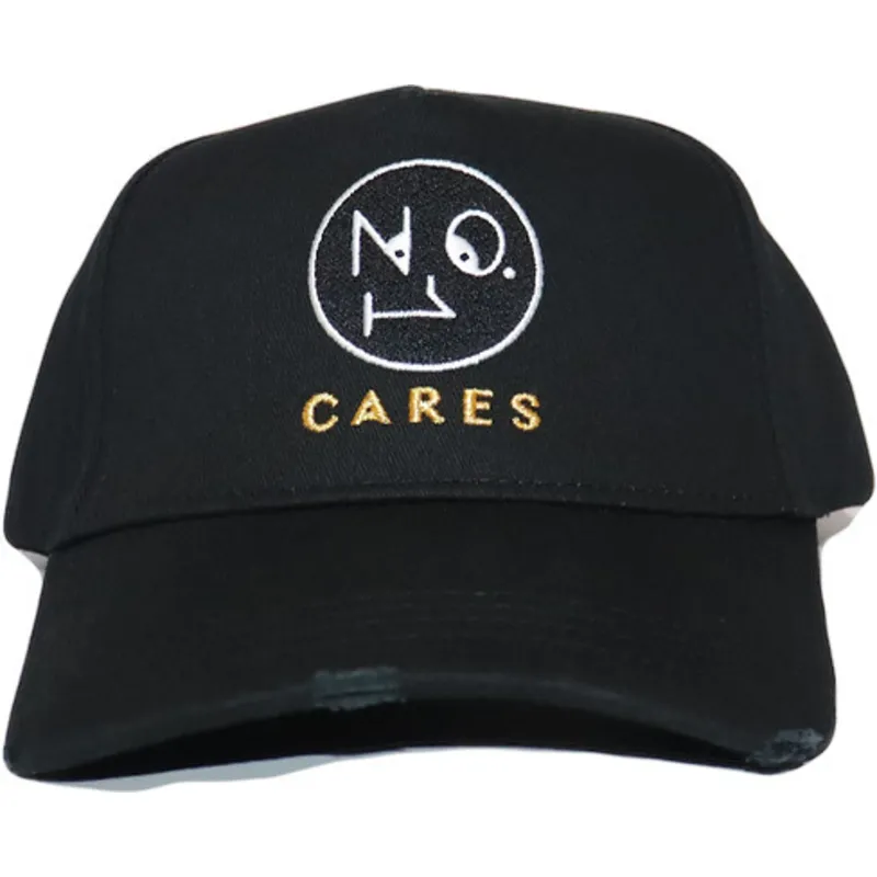 buet-sort-justerbar-kasket-no1-cares-distressed-black-gold-logo-fra-the-no1-face