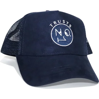 Trucker-kasket marineblå Trusts No.1 Suede Navy White Logo fra The No.1 Face