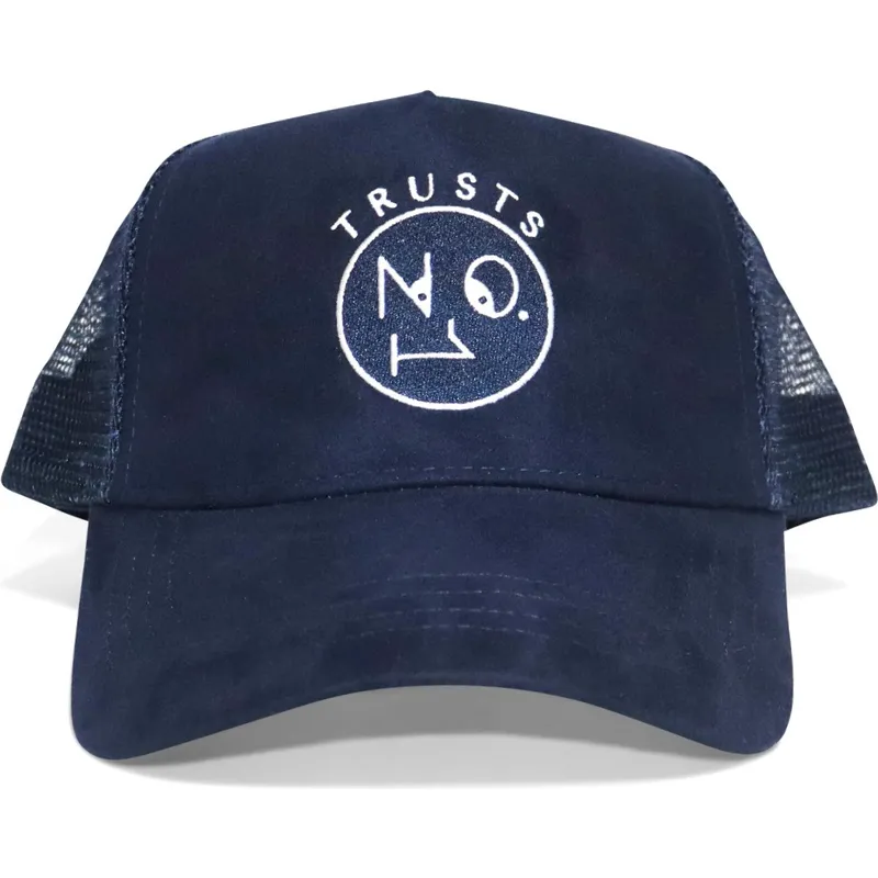 trucker-kasket-marinebla-trusts-no1-suede-navy-white-logo-fra-the-no1-face