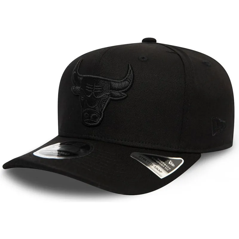 sort-curved-snapback-kasket-med-sort-logo-9fifty-tonal-stretch-snap-fra-chicago-bulls-nba-fra-new-era