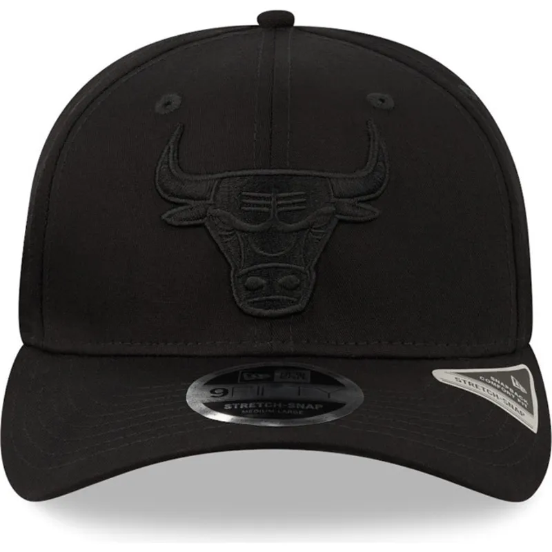 sort-curved-snapback-kasket-med-sort-logo-9fifty-tonal-stretch-snap-fra-chicago-bulls-nba-fra-new-era