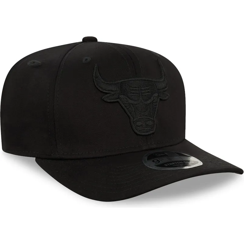 sort-curved-snapback-kasket-med-sort-logo-9fifty-tonal-stretch-snap-fra-chicago-bulls-nba-fra-new-era