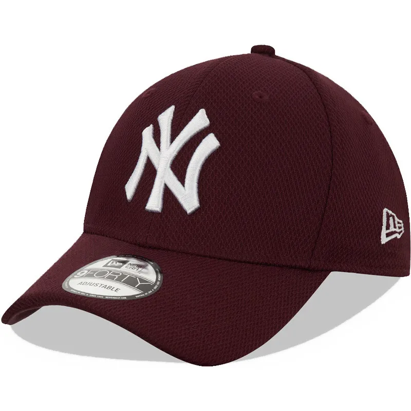 kasketter-buet-rod-justerbar-rem-granate-9forty-diamond-era-fra-new-york-yankees-mlb-af-new-era