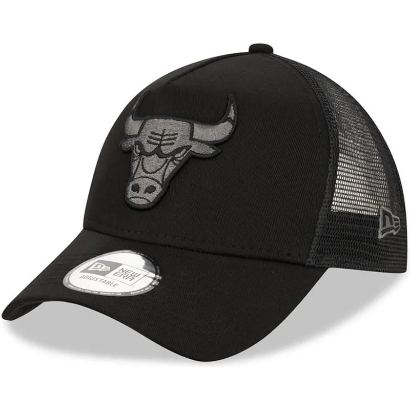 sort-trucker-kasket-med-sort-logo-9forty-a-frame-tonal-fra-chicago-bulls-nba-fra-new-era