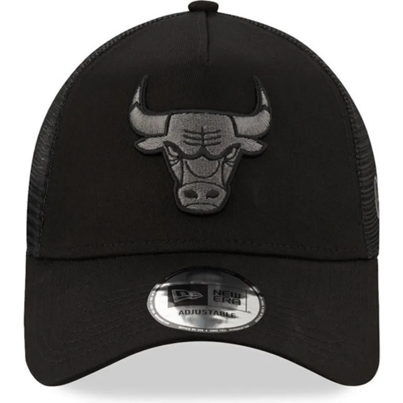 sort-trucker-kasket-med-sort-logo-9forty-a-frame-tonal-fra-chicago-bulls-nba-fra-new-era