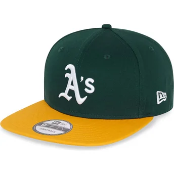 Grøn og gul flat cap snapback 9FIFTY Essential fra Oakland Athletics MLB fra New Era