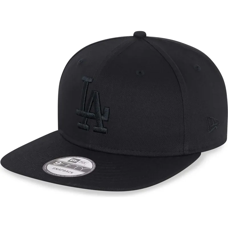 sort-flad-snapback-kasket-med-sort-logo-9fifty-fra-los-angeles-dodgers-mlb-fra-new-era