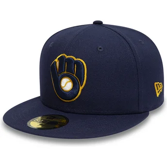 Flad marineblå tilpasset 59FIFTY Authentic On Field kasket fra Milwaukee Brewers MLB fra New Era