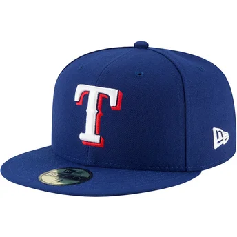 Texas Rangers MLB New Era 59FIFTY Authentic On Field blå justerbar flad kasket