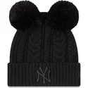 new-era-new-york-yankees-mlb-kvinders-sorte-cuff-double-hue-med-sort-logo-og-kvast