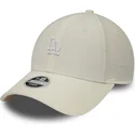 beige-justerbar-kvindekasket-med-buet-skygge-9forty-cord-mini-logo-los-angeles-dodgers-mlb-fra-new-era