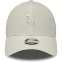 beige-justerbar-kvindekasket-med-buet-skygge-9forty-cord-mini-logo-los-angeles-dodgers-mlb-fra-new-era