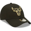 chicago-bulls-nba-new-era-9forty-metallic-justerbar-sort-buet-kasket-med-gyldent-logo