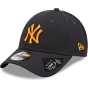new-era-curved-brim-orange-logo-9forty-repreve-new-york-yankees-mlb-navy-blue-adjustable-cap