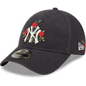 kasketter-buet-marinebla-justerbar-rem-9forty-flower-fra-new-york-yankees-mlb-af-new-era