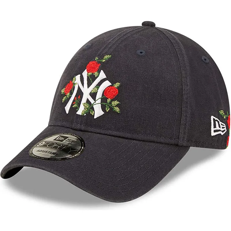 kasketter-buet-marinebla-justerbar-rem-9forty-flower-fra-new-york-yankees-mlb-af-new-era
