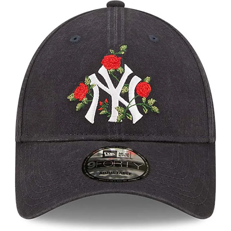 kasketter-buet-marinebla-justerbar-rem-9forty-flower-fra-new-york-yankees-mlb-af-new-era