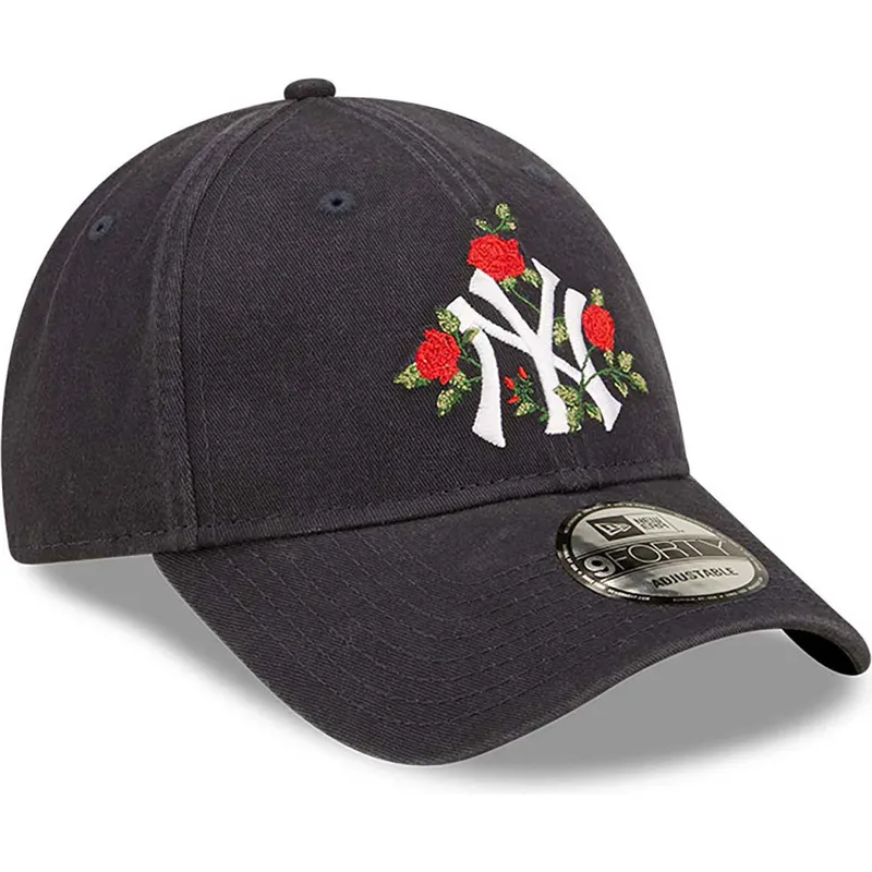 kasketter-buet-marinebla-justerbar-rem-9forty-flower-fra-new-york-yankees-mlb-af-new-era
