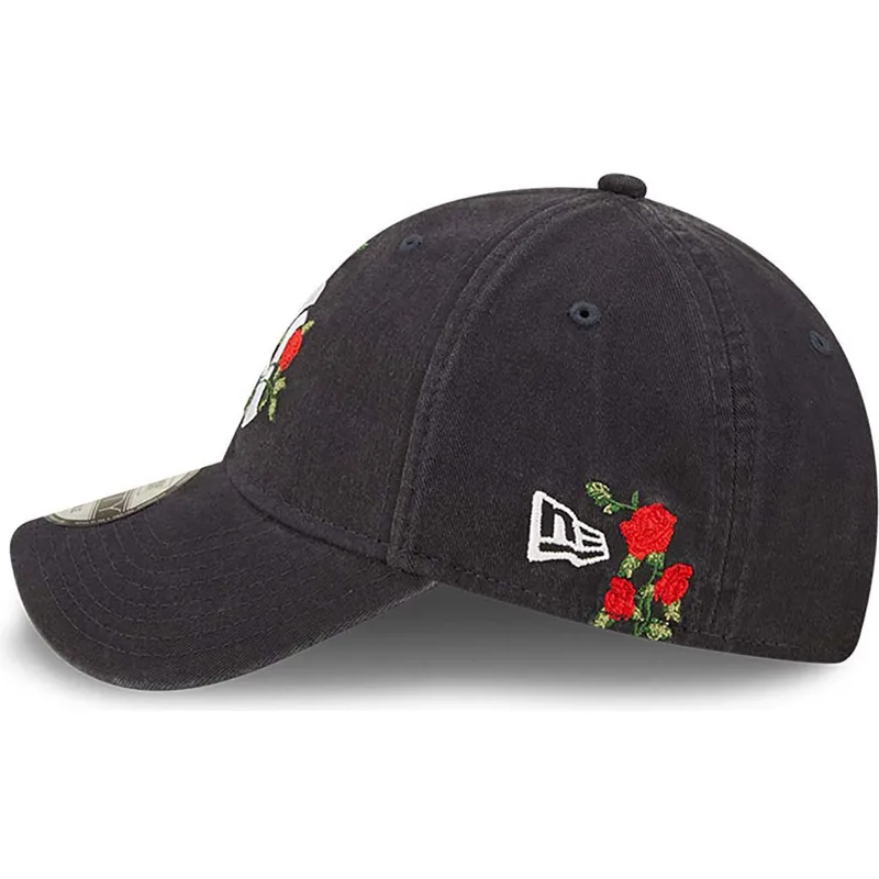 kasketter-buet-marinebla-justerbar-rem-9forty-flower-fra-new-york-yankees-mlb-af-new-era