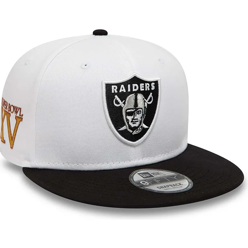 kasketter-flad-hvid-snapback-9fifty-crown-patches-super-bowl-xv-fra-las-vegas-raiders-nfl-af-new-era