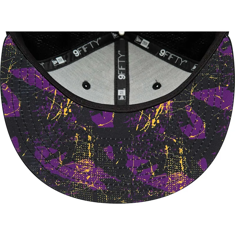 kasketter-flad-sort-snapback-9fifty-print-infill-fra-los-angeles-lakers-nba-af-new-era