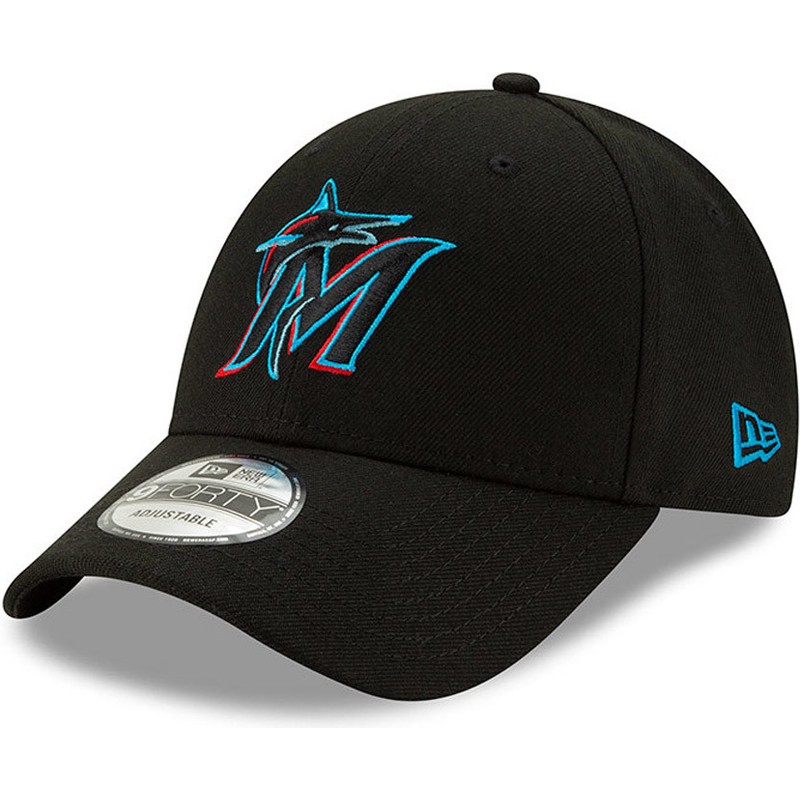 new-era-curved-brim-9forty-the-league-miami-marlins-mlb-black-adjustable-cap